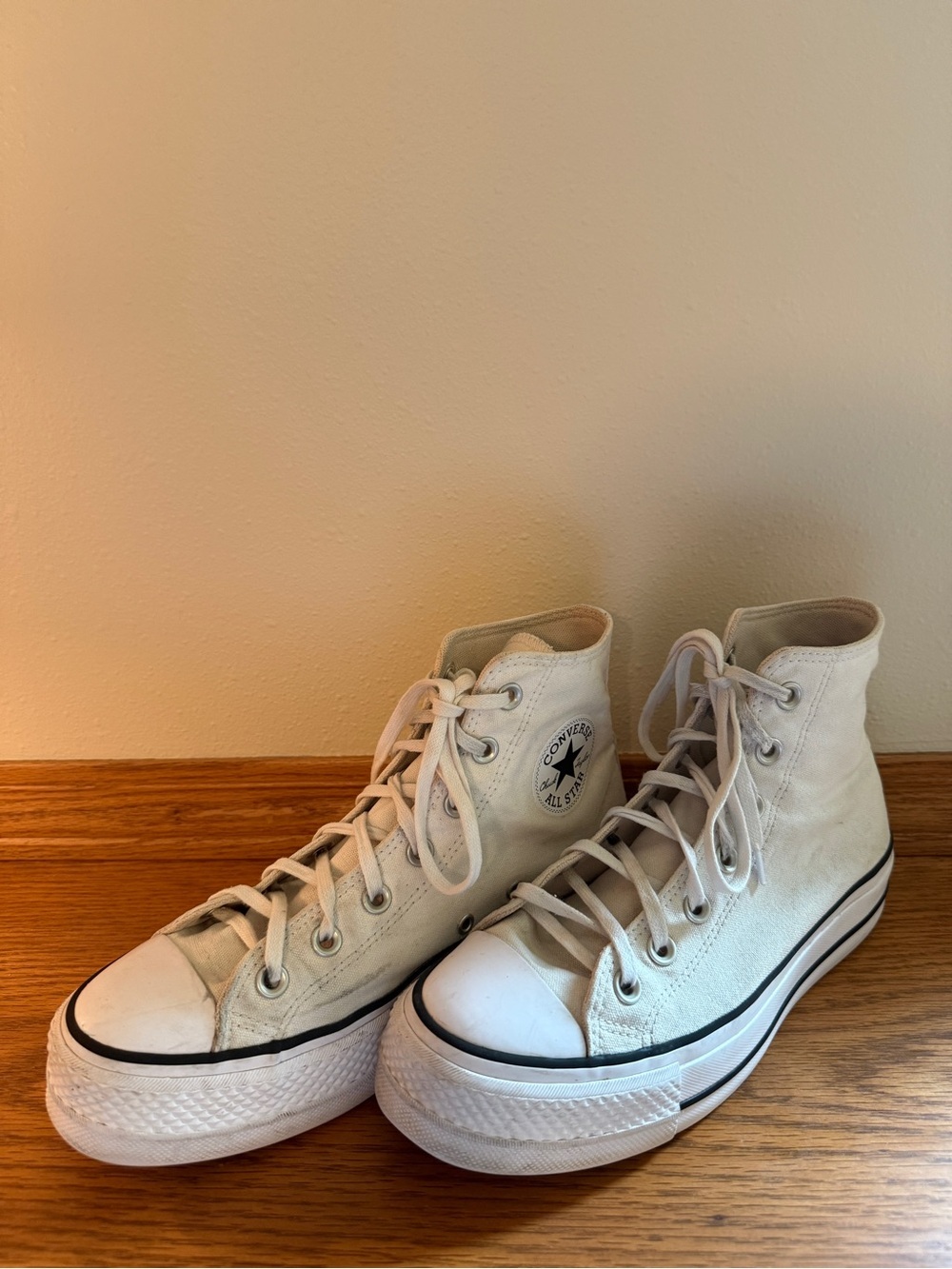 Converse High Top Platform Sneakers - White Canvas